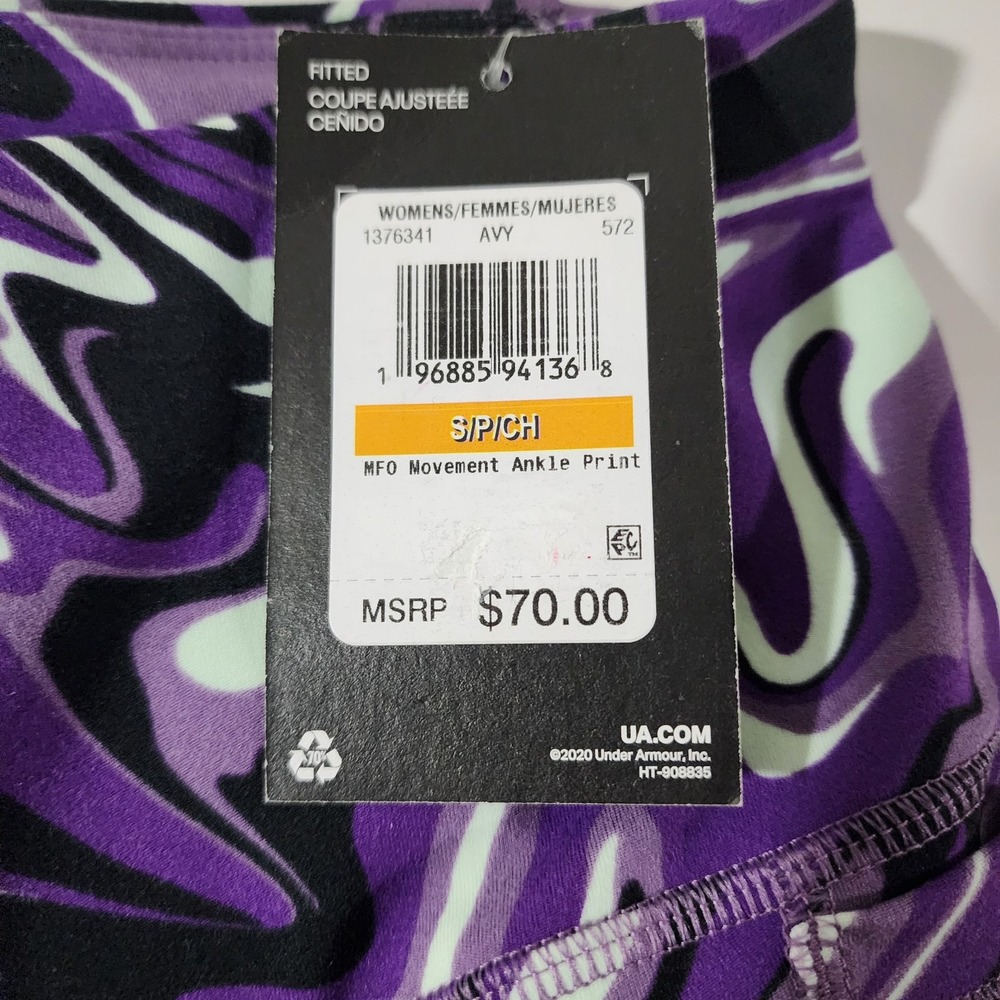 Under Armour Womens Purple Marble Print High Rise Ankle Leggings 1376341 Small - Picture 8 of 9